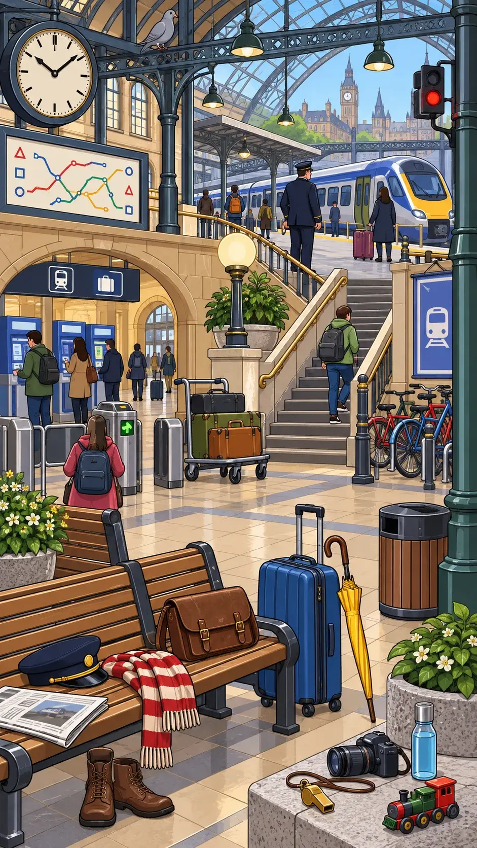 City Train Station hidden-object scene