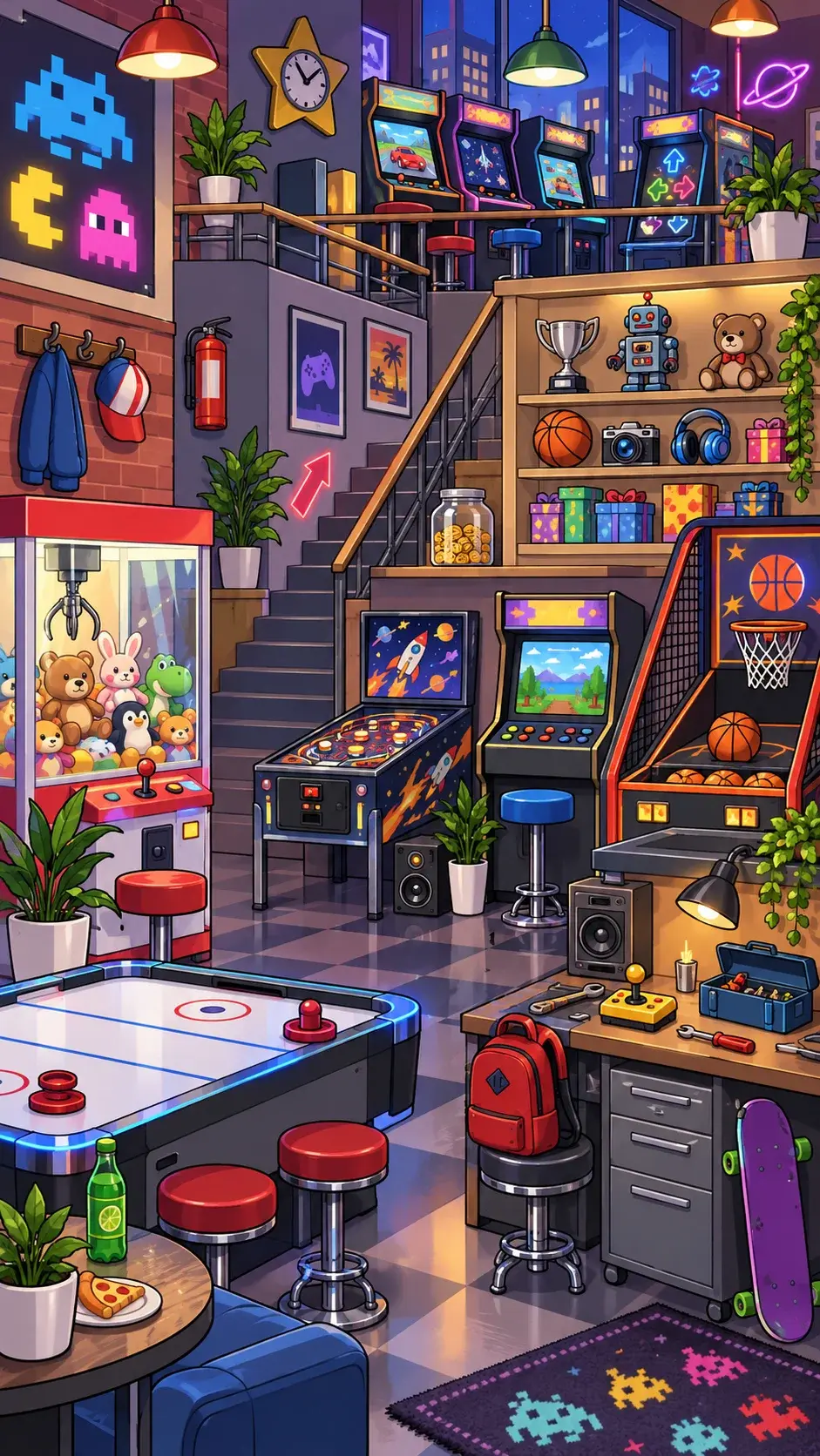 Retro Arcade hidden-object scene