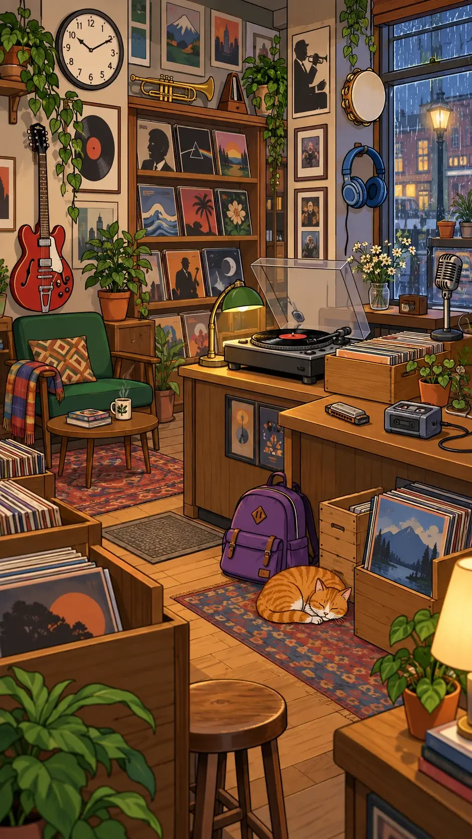 Vintage Record Store hidden-object scene