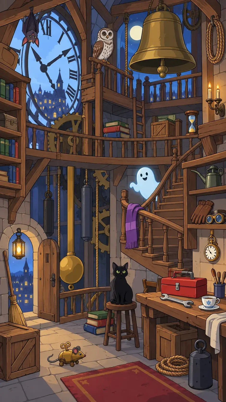 Spooky Clocktower hidden-object scene