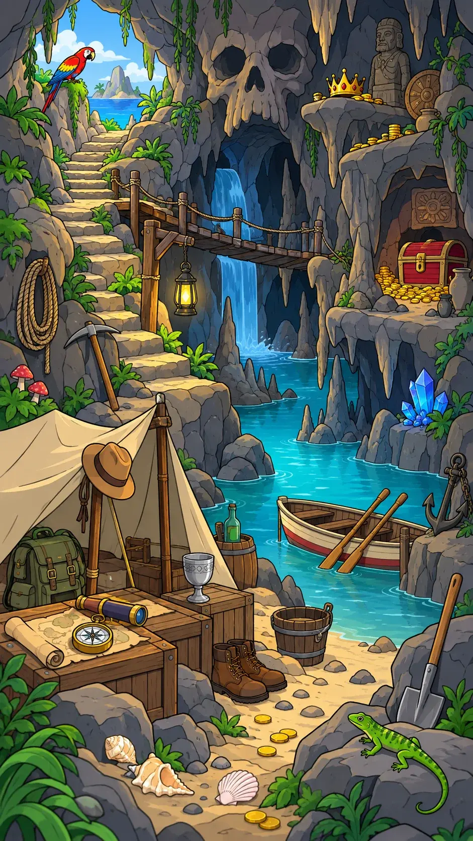 Lost Treasure Cave hidden-object scene