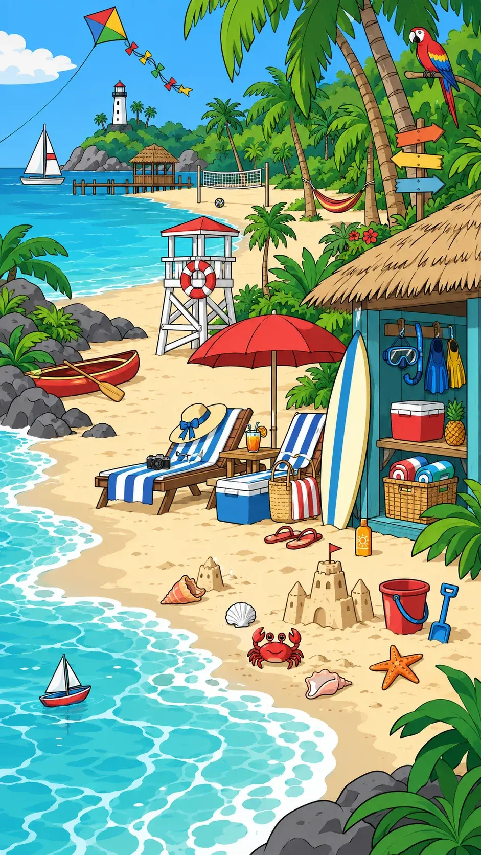 Tropical Beach hidden-object scene