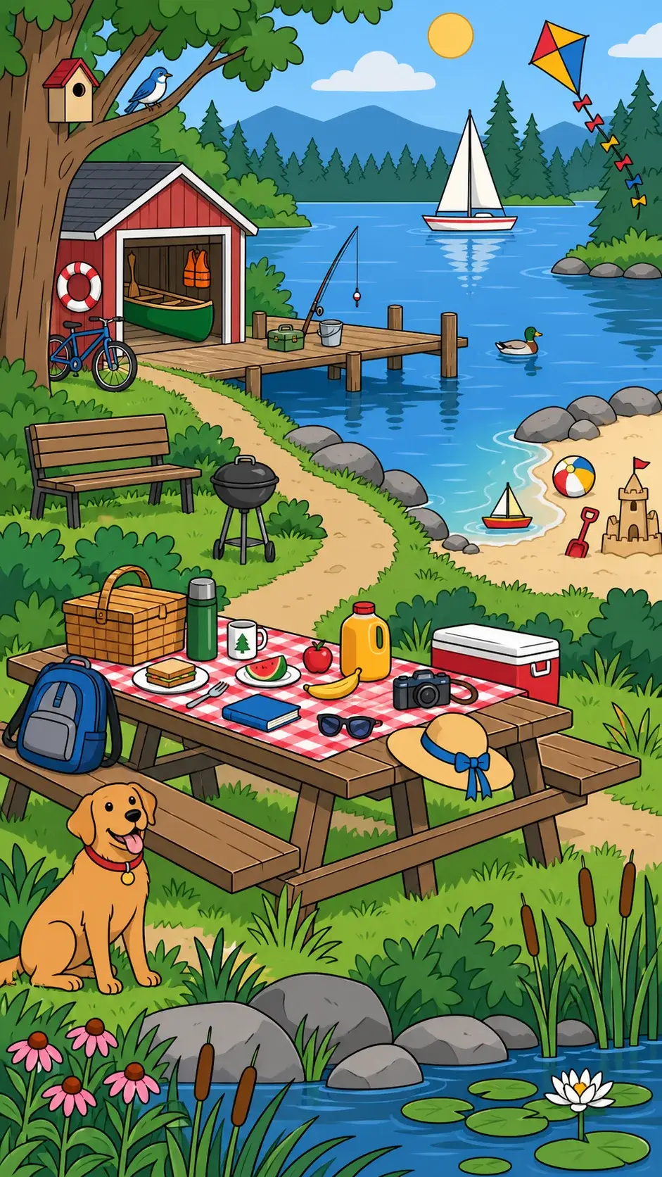Lakeside Picnic hidden-object scene