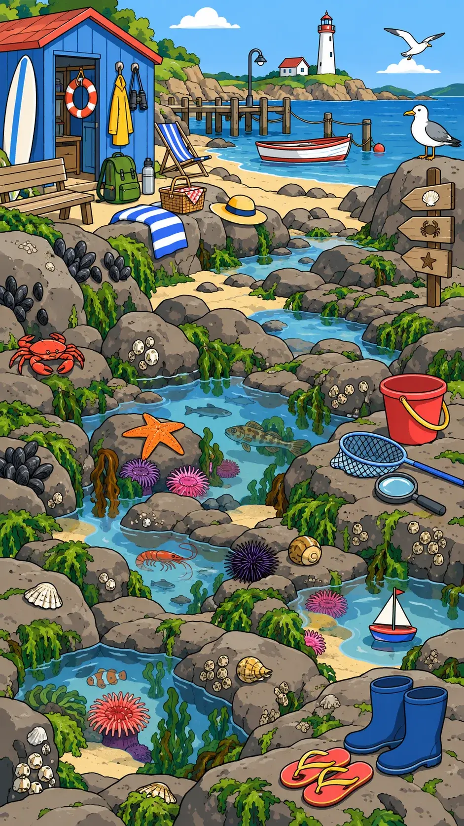 Coastal Rock Pools hidden-object scene